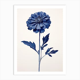 Blue Botanical Zinnia 1 Art Print