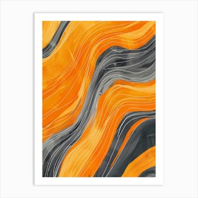 Abstract Orange Wavy Painting Art Print