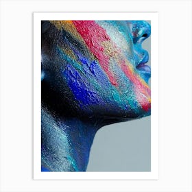 Woman With Colorful Paint On Her Face Art Print