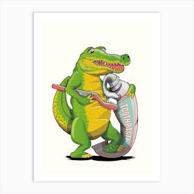 Alligator Cleaning Teeth Art Print