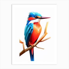 Colourful Geometric Bird Kingfisher 1 Art Print