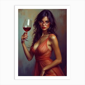 A Game Of Shadows With A Glass Of Red Wine 2 Art Print