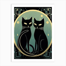 The Lovers, Black Cat Tarot Card 1 Art Print