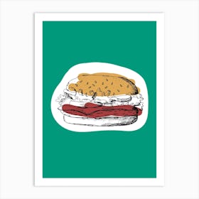 Kitchen Pop Burger Teal Art Print