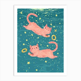 Two Cats In The Water Art Print