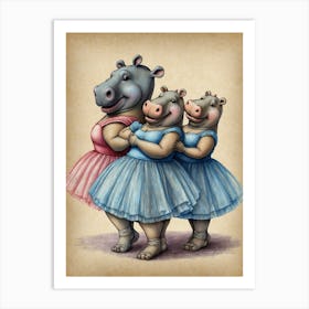 Ballerina Hippo Art Print