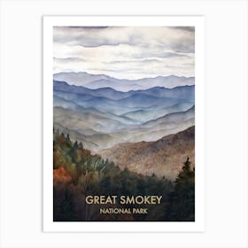 Great Smokey Park Watercolour 3 Art Print