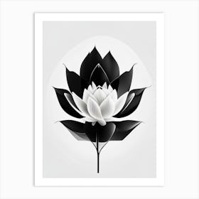 American Lotus Black And White Geometric 4 Art Print