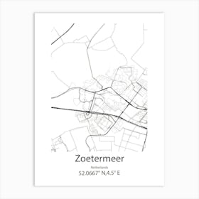 Zoetermeer,Netherlands Minimalist Map Art Print