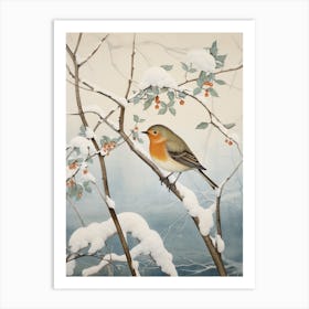 Winter Bird Painting Robin 1 Art Print