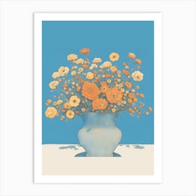 Orange Flowers In A Vase Art Print