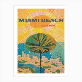 Miami Beach Florida Retro Vintage Travel Poster Art Print