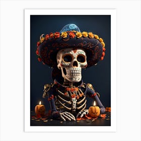 Day Of The Dead Skeleton 3 Art Print