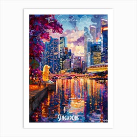 Singapore Skyline, abstract cubism vibrant Poster Art Print