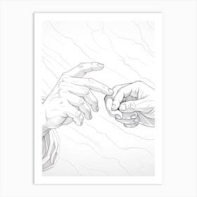 Line Art Inspired By The Creation Of Adam 4 Art Print