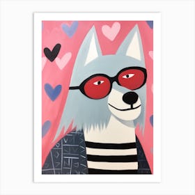 Little Arctic Wolf Wearing Sunglasses Art Print