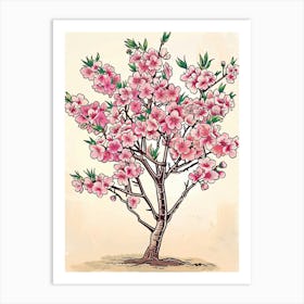 Cherry Blossom Tree Storybook Illustration 2 Art Print