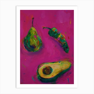 Pear, Chili, Avocado Art Print