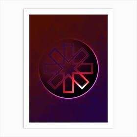Geometric Neon Glyph on Jewel Tone Triangle Pattern 205 Art Print