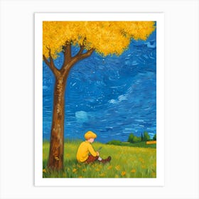 Boy Under A Tree Art Print