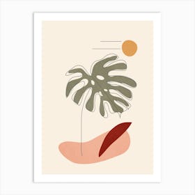 Minimal Line Monstera Art Print