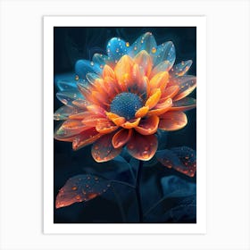 Flower With Water Droplets 1 Art Print