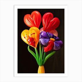Bright Inflatable Flowers Bleeding Heart 2 Art Print