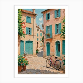 Mediterranean Village Bicycle Art Print