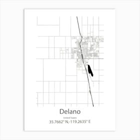 Delano,United States Minimalist Map Art Print