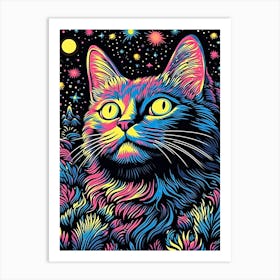 Nebula Pawgressions, Psychedelic Cats series Art Print