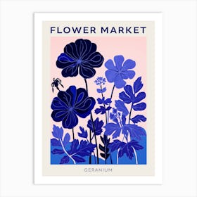 Blue Flower Market Poster Geranium 3 Art Print