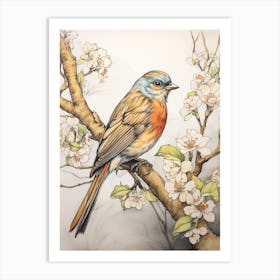 Storybook Animal Watercolour Robin 2 Art Print