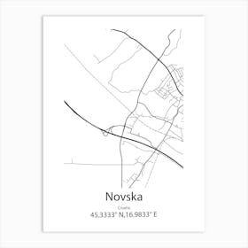 Novska,Croatia Minimalist Map Art Print