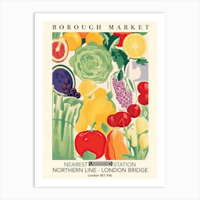 Borough Market Vintage Poster Kitchen Fruits And Veggies Art Print