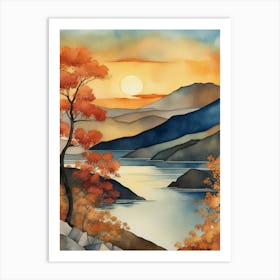 Sunset Over Lake 1 Art Print