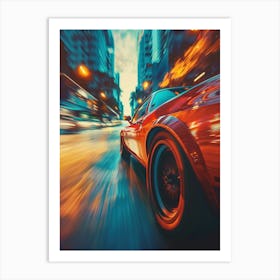 Speed Car In The City Art Print