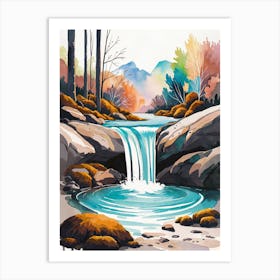 Wild waterfall painting Art Print