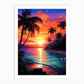 Sunset Beach Painting Art Print