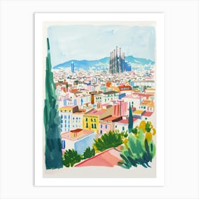 Travel Poster Happy Places Barcelona 4 Art Print