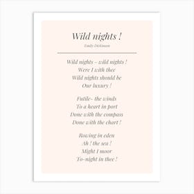 Wild Nights Emily Dickinson Poem Art Print