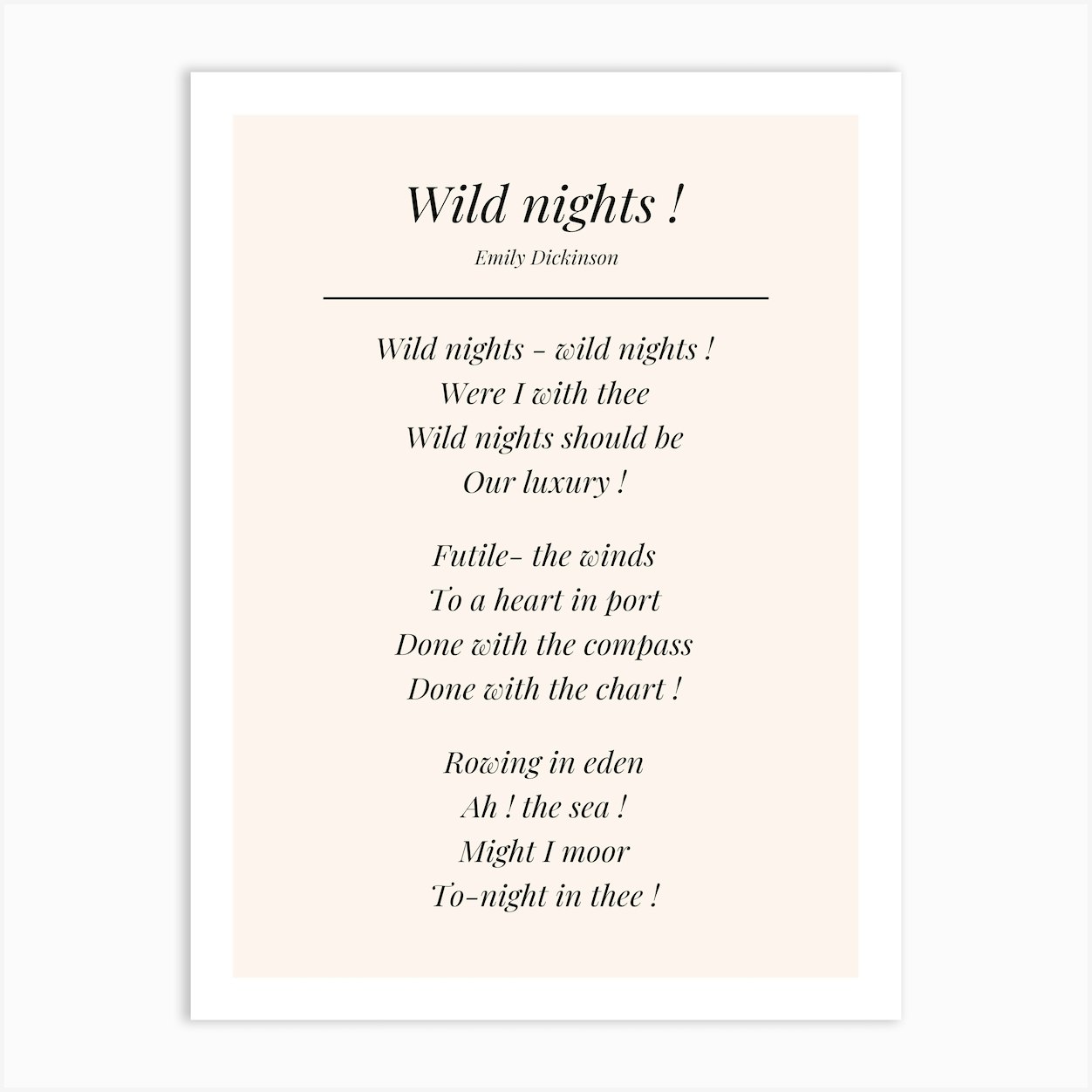 Eski de Letras :::: ::: Tradução de Wild Nights, de Emily Dickinson