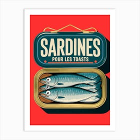 Vintage Sardines Pour Les Toasts Art Print, Red Art Print