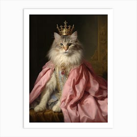 Cat With A Crown Rococo Style  5 Art Print