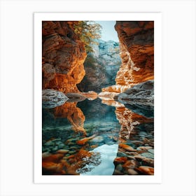 Reflection Of Water In A Canyon Art Print