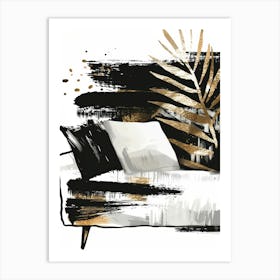 Gold And Black Couch Art Print