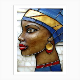 African Woman Stained Glass Art Print