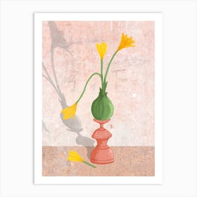 Yellow Crocus On Pedestal Art Print