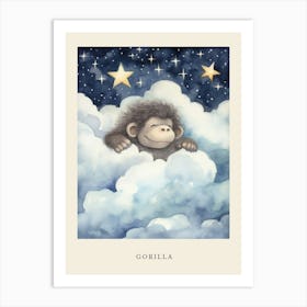 Baby Gorilla 4 Sleeping In The Clouds Nursery Poster Art Print