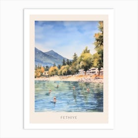 Swimming In Fethiye Turkey Watercolour Poster Art Print