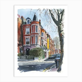 Kensington And Chelsea London Borough   Street Watercolour 2 Art Print